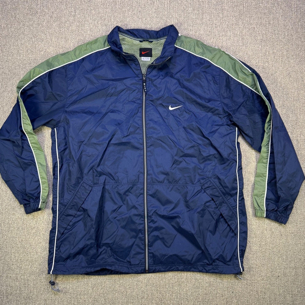 Nike Y2K Windbreaker Jacket XXL Navy Olive Full Zip Track Streetwear